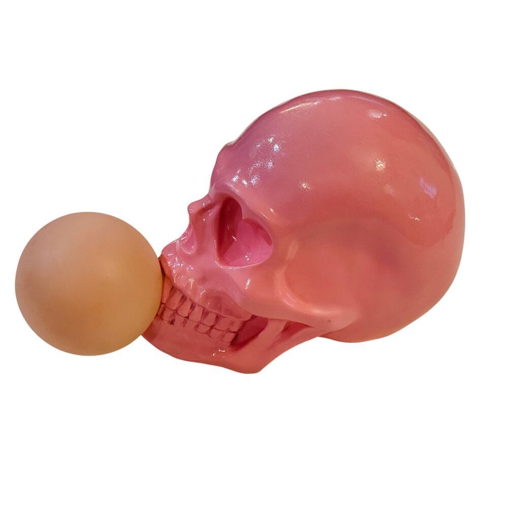Halloween Pink Skull Heart Eyes Decor | Y2K Goth Kawaii Sculpture Art Whimsical